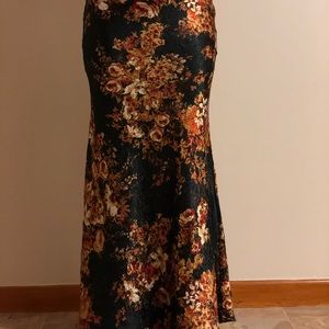 Satin Mermaid Maxi long floral wrinkle satin skirt